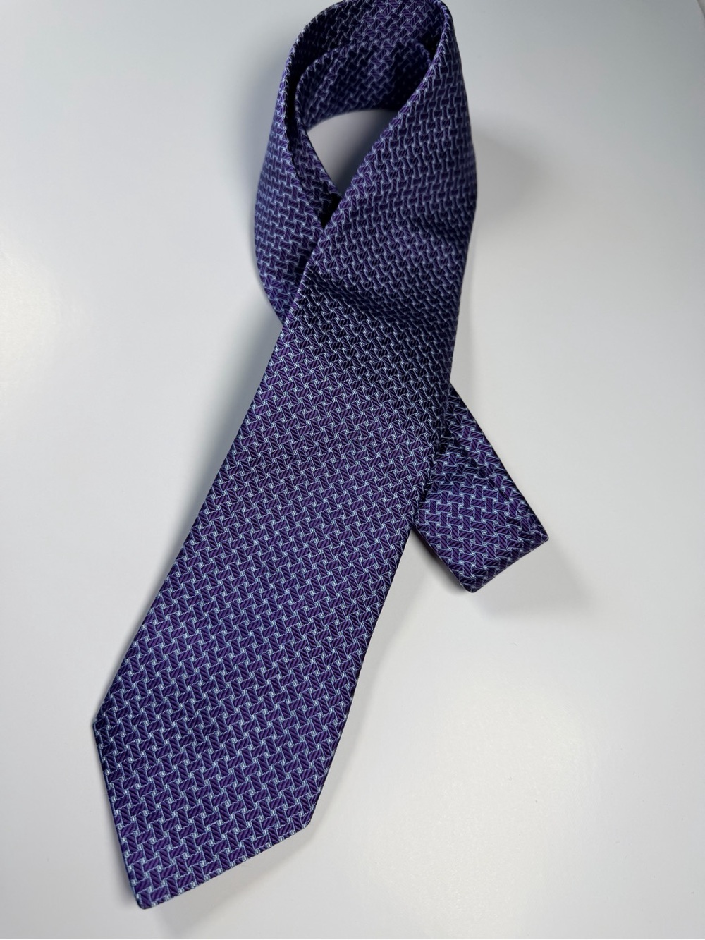 Brooks Brothers Makers & Merchants Purple 100% Silk Geometric Tie Luxury Necktie